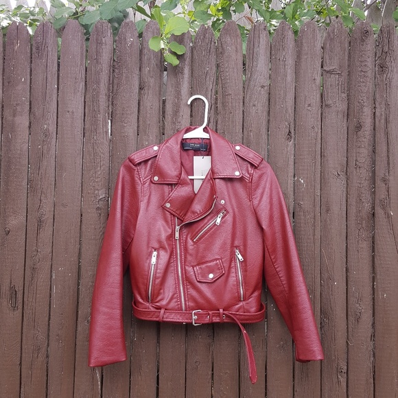 ZARA BASIC Faux Leather Crop Moto Zip Jacket - Picture 6 of 9